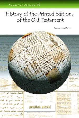 History of the Printed Editions of the Old Testament