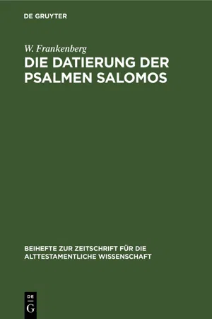 Die Datierung der Psalmen Salomos