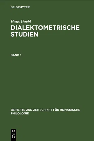 Hans Goebl: Dialektometrische Studien. Band 1