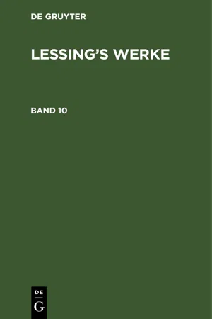 G. E. Lessing: Lessing's Werke. Band 10