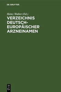 Verzeichnis Deutsch-Europäischer Arzneinamen_cover