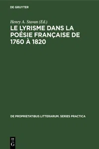 Le lyrisme dans la poésie française de 1760 à 1820_cover