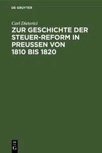 Zur Geschichte der Steuer-Reform in Preußen von 1810 bis 1820_cover