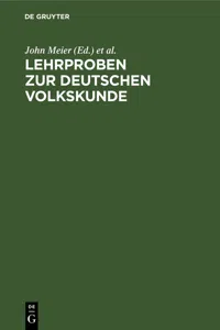 Lehrproben zur deutschen Volkskunde_cover