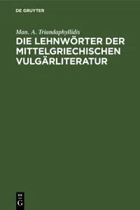 Die Lehnwörter der mittelgriechischen Vulgärliteratur_cover