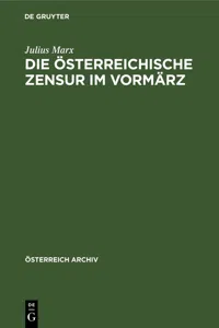 Die österreichische Zensur im Vormärz_cover