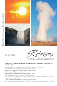 Relations. Beyond Anthropocentrism. Vol 6, No. 1. Energy Ethics: Emerging Perspectives in a Time of Transition: PART I_cover