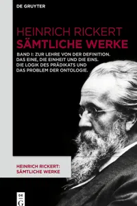 Zur Lehre von der Definition. Das Eine, die Einheit und die Eins. Die Logik des Prädikats und das Problem der Ontologie_cover