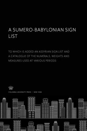 A Sumero-Babylonian Sign List