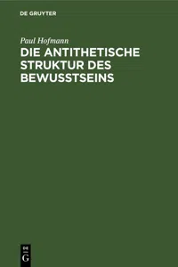 Die antithetische Struktur des Bewußtseins_cover