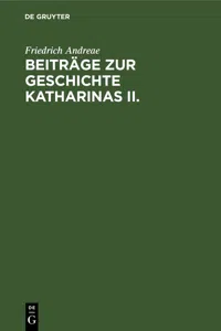 Beiträge zur Geschichte Katharinas II._cover