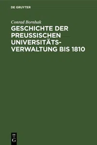 Geschichte der preussischen Universitätsverwaltung bis 1810_cover