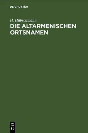 Die altarmenischen Ortsnamen