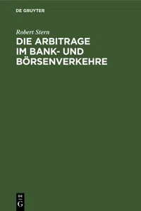 Die Arbitrage im Bank- und Börsenverkehre_cover