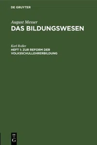 Zur Reform der Volksschullehrerbildung_cover