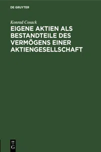 Eigene Aktien als Bestandteile des Vermögens einer Aktiengesellschaft_cover