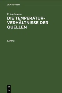 E. Hallmann: Die Temperaturverhältnisse der Quellen. Band 2_cover