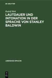 Lautdauer und Intonation in der Sprache von Stanley Baldwin_cover