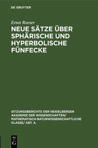 Neue Sätze über sphärische und hyperbolische Fünfecke_cover