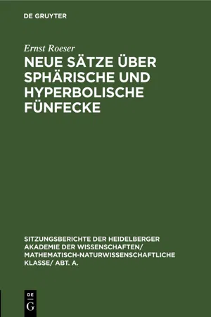 Neue Sätze über sphärische und hyperbolische Fünfecke