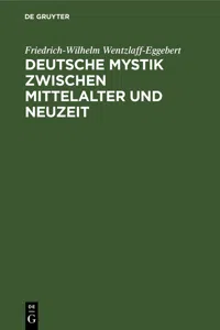 Deutsche Mystik zwischen Mittelalter und Neuzeit_cover