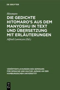 Die Gedichte Hitomaro's aus dem Manyoshu in Text und Übersetzung mit Erläuterungen_cover