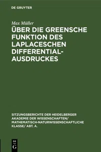 Über die Greensche Funktion des Laplaceschen Differentialausdruckes_cover