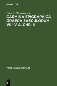 Carmina Epigraphica Graeca Saeculorum VIII–V a. Chr. n_cover