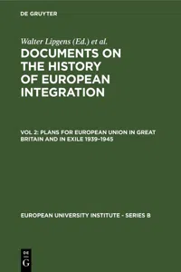 Plans for European Union in Great Britain and in Exile 1939–1945_cover