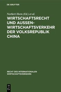 Wirtschaftsrecht und Außenwirtschaftsverkehr der Volksrepublik China_cover