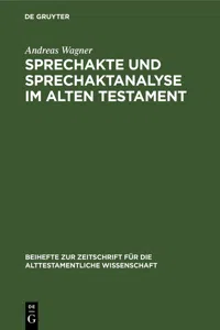 Sprechakte und Sprechaktanalyse im Alten Testament_cover