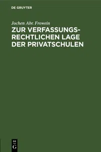 Zur verfassungsrechtlichen Lage der Privatschulen_cover
