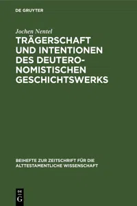 Trägerschaft und Intentionen des deuteronomistischen Geschichtswerks_cover