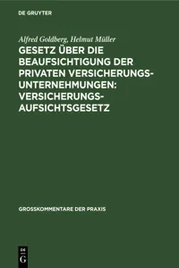 Gesetz über die Beaufsichtigung der privaten Versicherungsunternehmungen: Versicherungsaufsichtsgesetz_cover