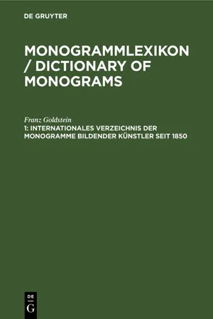 Internationales Verzeichnis der Monogramme bildender Künstler seit 1850