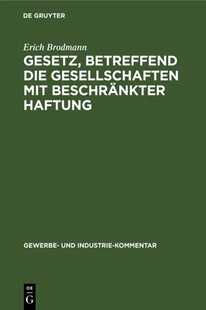 Gesetz, betreffend die Gesellschaften mit beschränkter Haftung