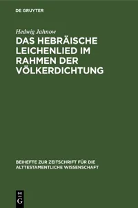 Das hebräische Leichenlied im Rahmen der Völkerdichtung_cover