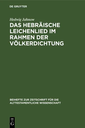 Das hebräische Leichenlied im Rahmen der Völkerdichtung