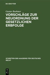 Vorschläge zur Neuordnung der gesetzlichen Erbfolge_cover