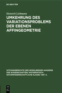 Umkehrung des Variationsproblems der ebenen Affingeometrie_cover