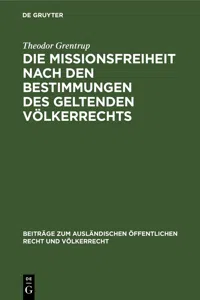 Die Missionsfreiheit nach den Bestimmungen des geltenden Völkerrechts_cover