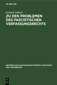 Zu den Problemen des fascistischen Verfassungsrechts_cover