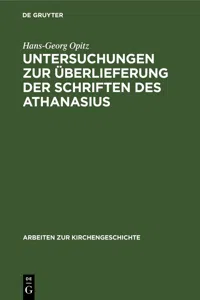 Untersuchungen zur Überlieferung der Schriften des Athanasius_cover