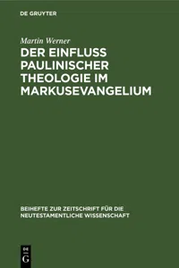 Der Einfluß paulinischer Theologie im Markusevangelium_cover