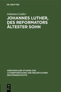 Johannes Luther, des Reformators ältester Sohn_cover