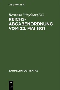 Reichsabgabenordnung vom 22. Mai 1931_cover