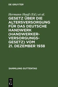 Gesetz über die Altersversorgung für das deutsche Handwerk vom 21. Dezember 1938_cover