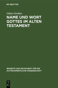 Name und Wort Gottes im Alten Testament_cover