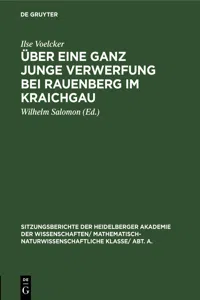 Über eine ganz junge Verwerfung bei Rauenberg im Kraichgau_cover