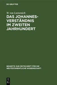 Das Johannes-Verständnis im zweiten Jahrhundert_cover